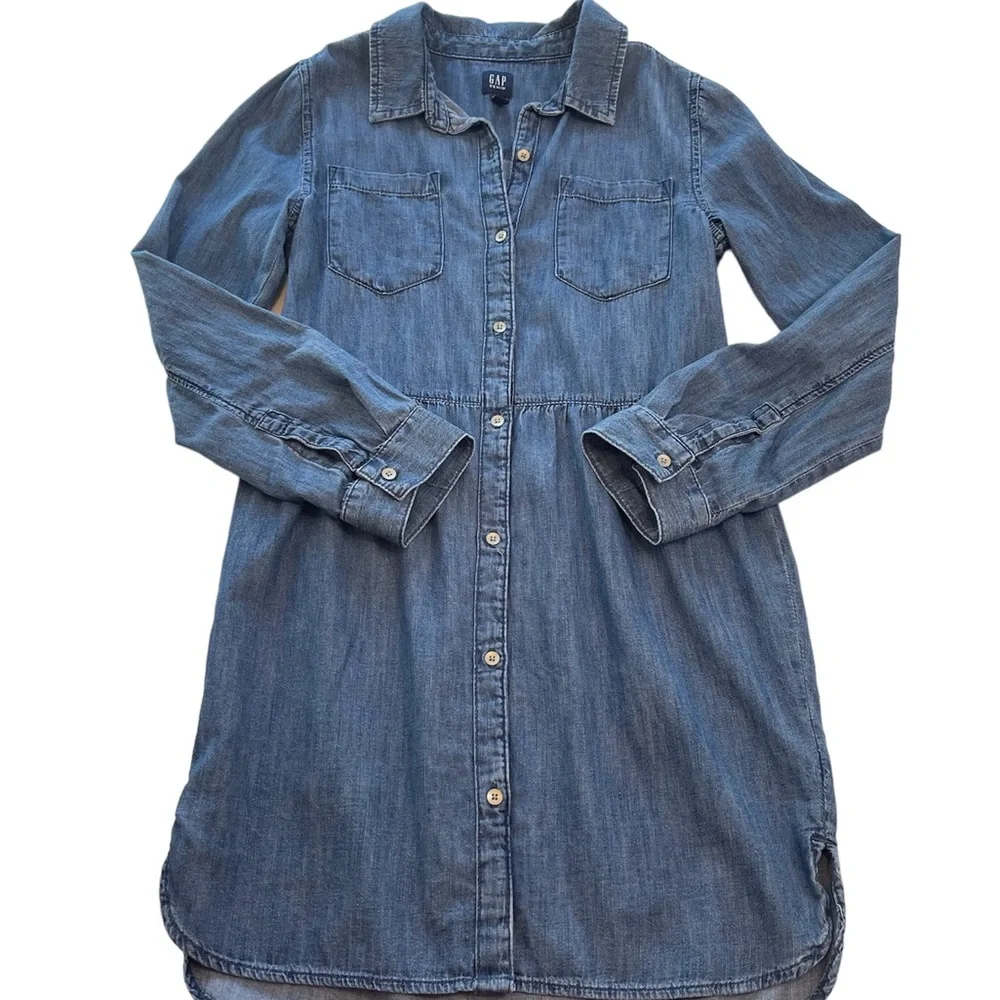 GAPKids Dress Long Sleeve Button up Blue Chambray Denim Girls Size Large